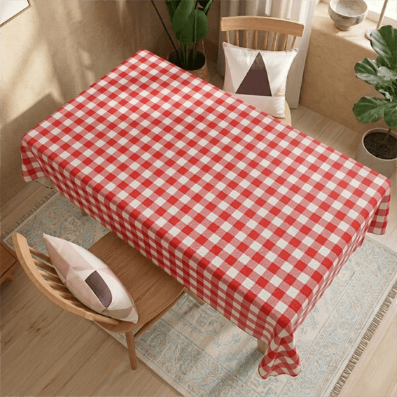 مفرش سفرة قماش كاروهات احمر Tablecloth